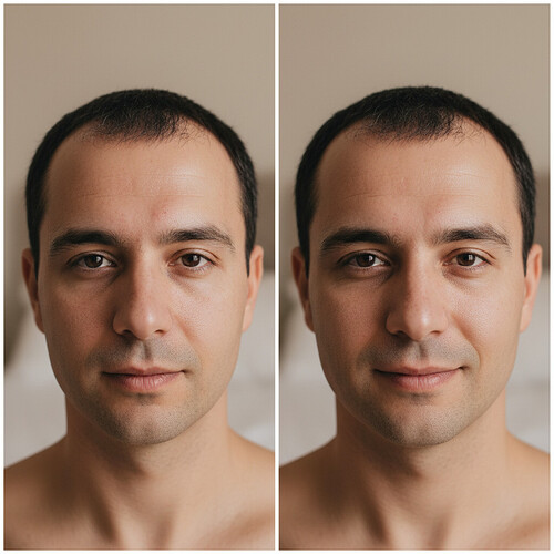 Comparison of facial swelling before and after resolution post-hair transplant