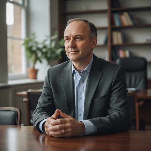 Mature adult man looking confident.