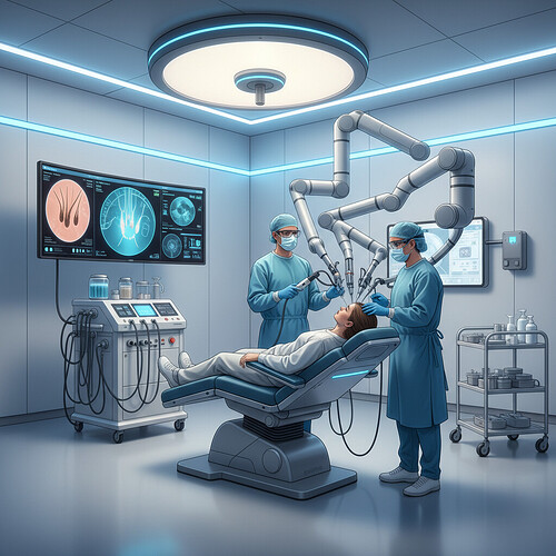 Advanced hair transplant surgery in progress