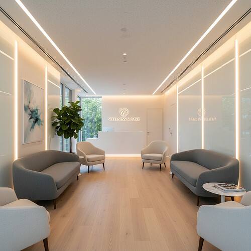 A calm and professional clinic reception area.