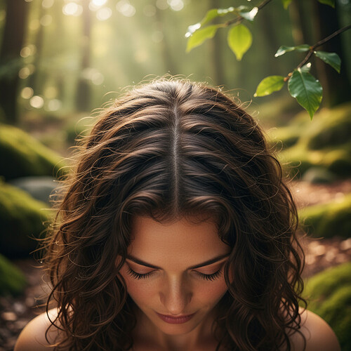 Subtle representation of healthy scalp and natural hair growth