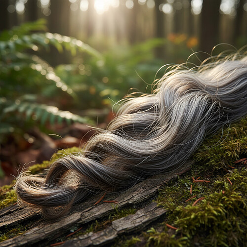 Close-up, high-quality image of healthy, mature hair strands emphasizing natural texture and color.