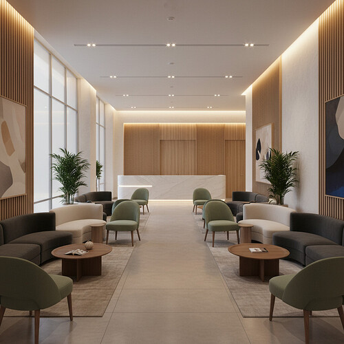 Serene waiting area in a premium medical clinic.