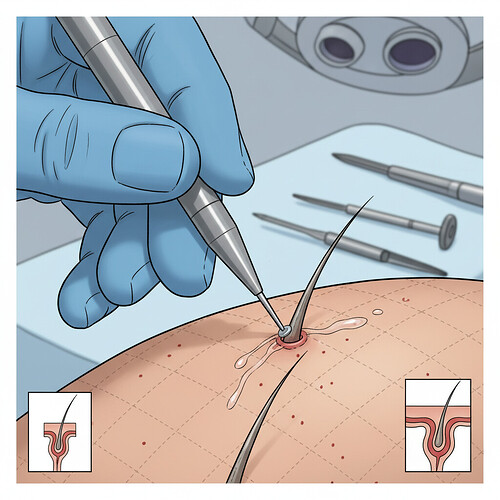 Surgeon performing FUE hair transplant extraction