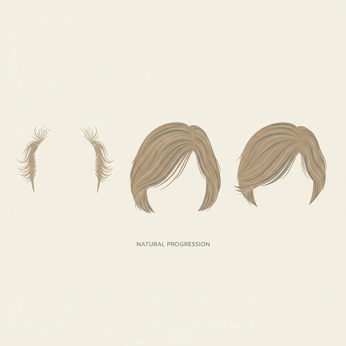 Subtle and natural hair progression illustration.