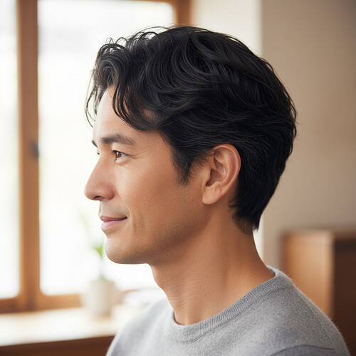 Subtle enhancement of hair density for a natural look