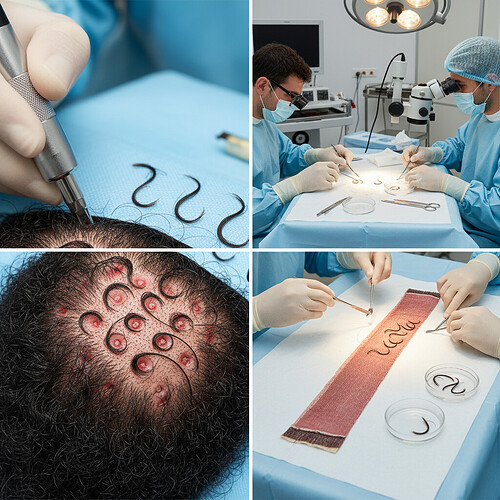 Comparison of FUE and FUT extraction techniques adapted for Afro hair.
