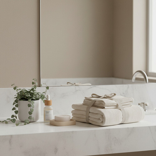 Clean and minimalist bathroom setting for personal care