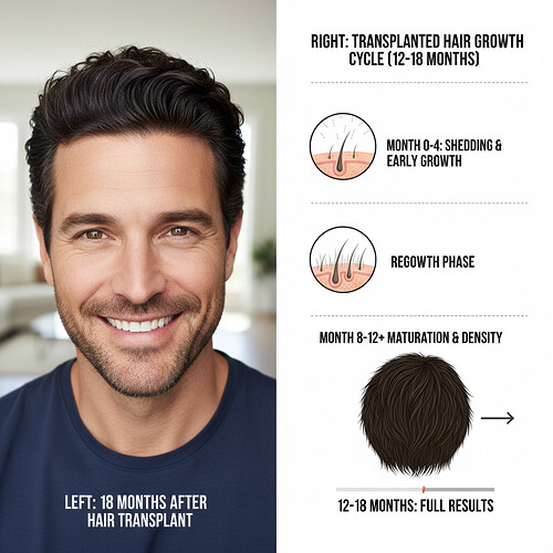 Before and after hair transplant results and growth timeline