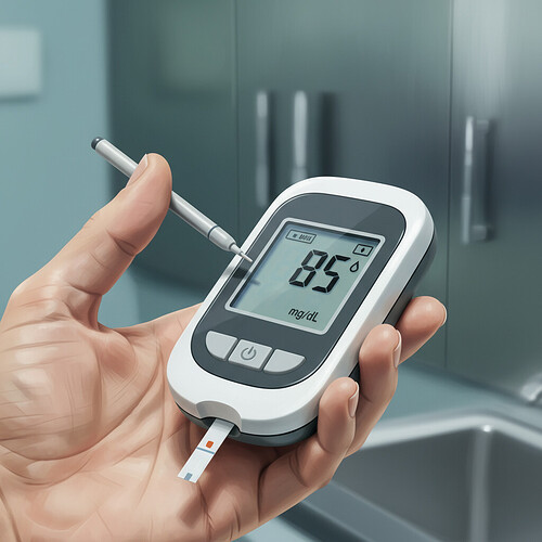 Close-up of a blood glucose meter for diabetes management