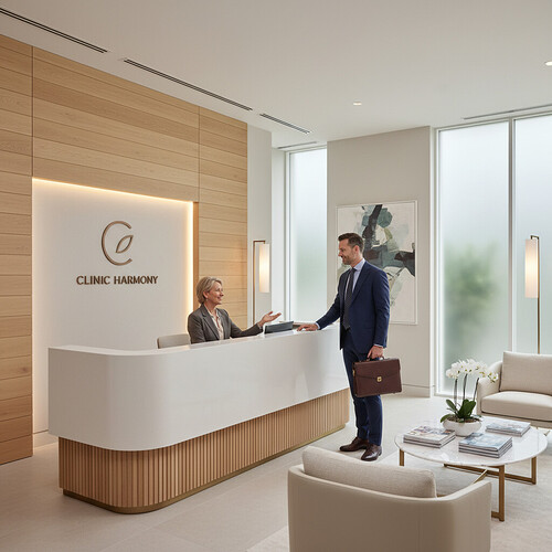 Modern hair restoration clinic reception