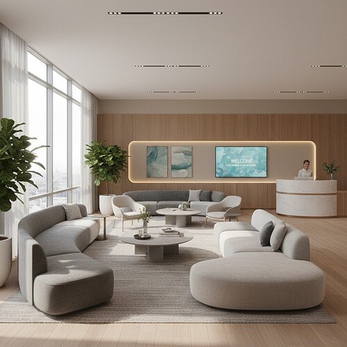 Calm and professional hair restoration clinic waiting area ambiance