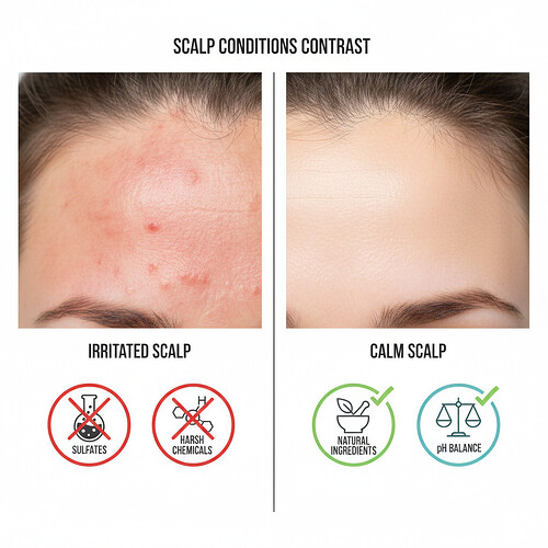 Comparison of scalp reaction to harsh vs. gentle shampoos