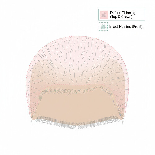 Illustration of diffuse thinning pattern in women