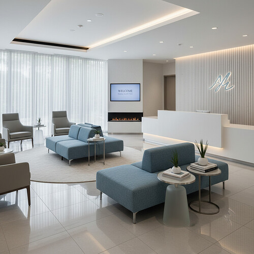Modern and serene clinic waiting area