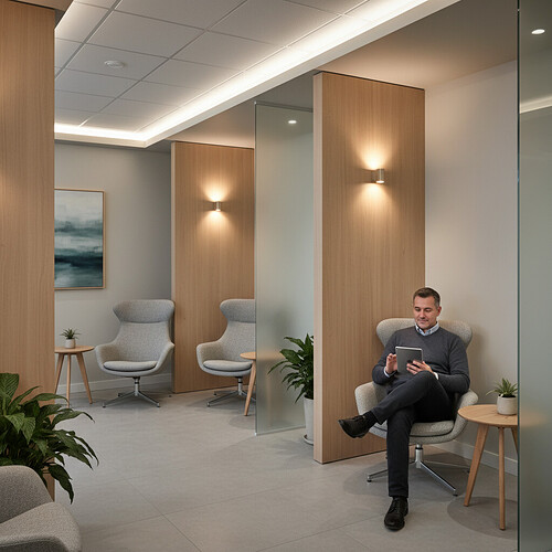 Comfortable and private clinic waiting area.
