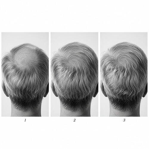 Subtle visual showing natural hair density progression.