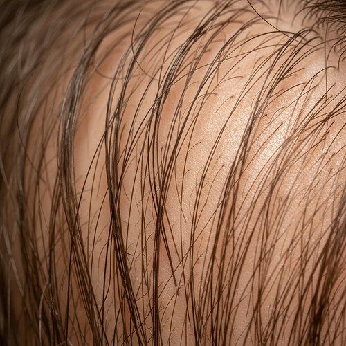Close-up of dense and healthy donor hair follicles on a scalp.