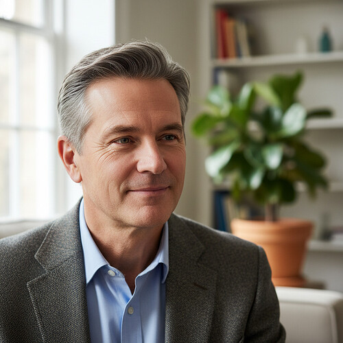 Subtle representation of natural-looking hairline improvement.