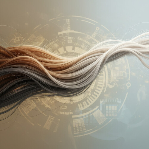 Conceptual image representing natural hair aging and color change