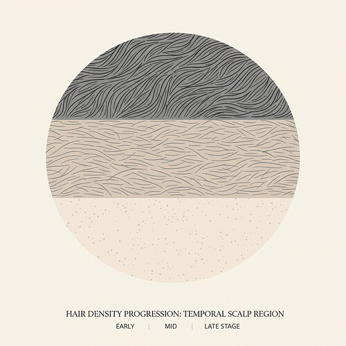 Abstract visual showing gradual hair density progression.