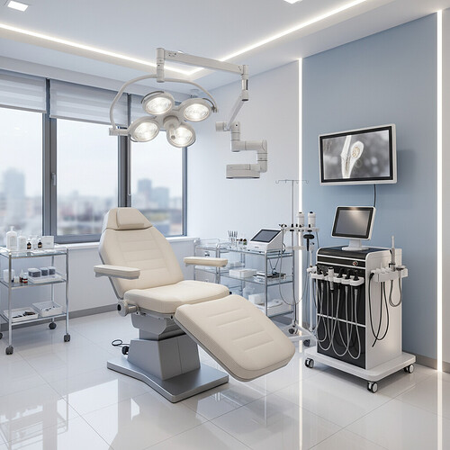 Modern hair transplant clinic interior with advanced technology